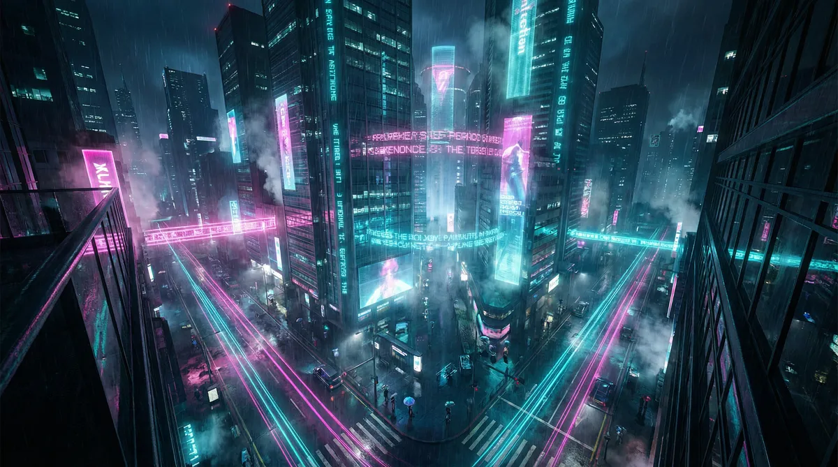 龚玥菲新金瓶梅2013 竖屏短剧平台首页背景 - 赛博朋克都市夜景